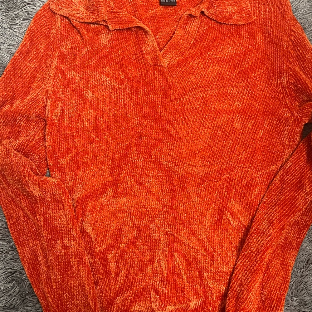Orange Chenille Women's Sweater